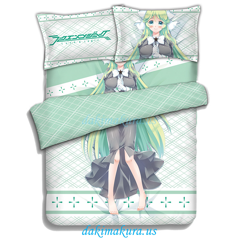Athena -Luck Logic Anime 4 Pieces Bedding Sets,Bed Sheet Duvet Cover with Pillow Covers